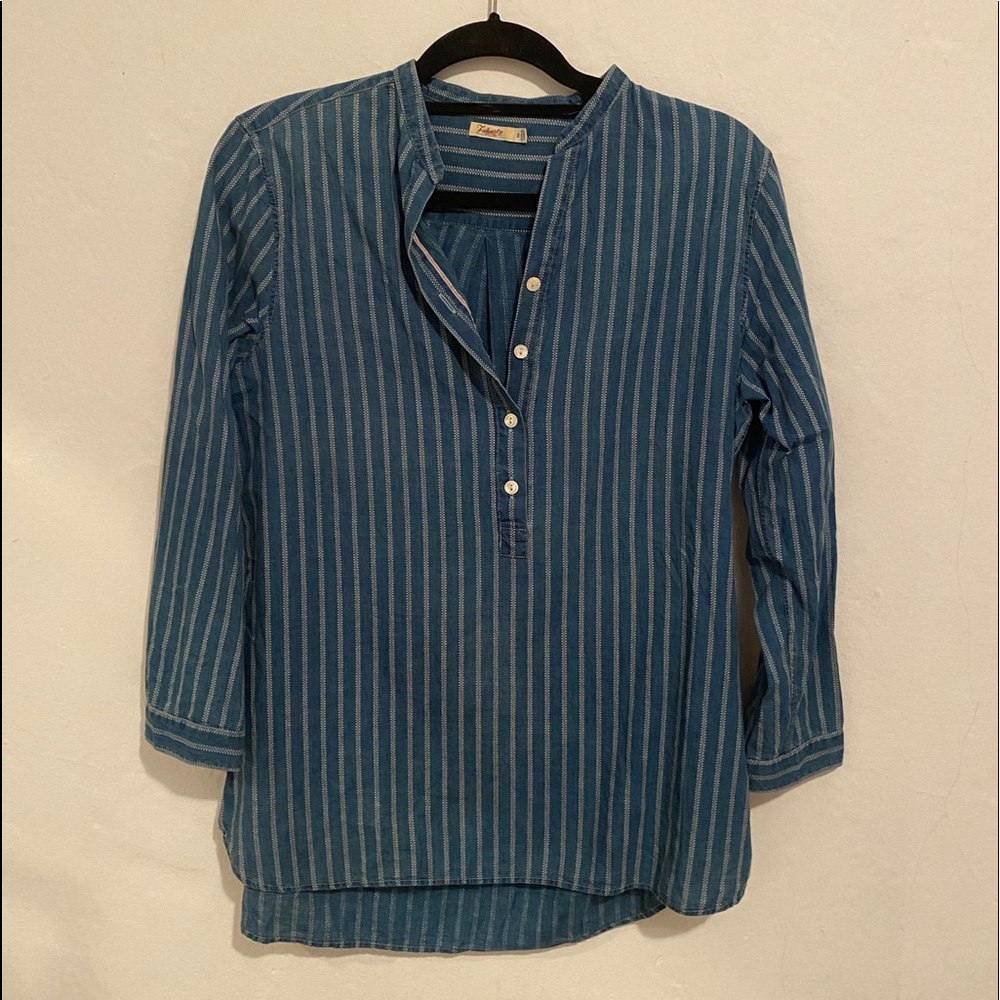 Faherty Selvedge Indigo Discharge Print Top
